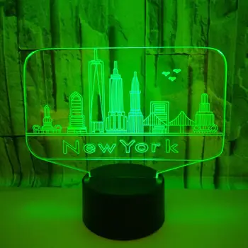 3D Usb 7 Culori Schimbare, Noutate Atingeți Butonul Birou Lampă de Masă New York City Clădiri de Modelare Led Atmosferă Lumina de Noapte Cadouri