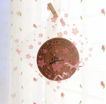 Transport gratuit de panificație pachet roz sakura decor plastic auto-adeziv sac cookie desert bomboane ambalare saci