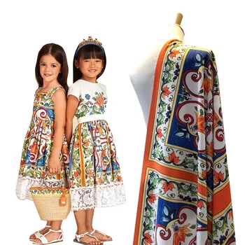 59x146cm Designer Italian Brand Imprimate Tesatura de Moda Personalizat Îmbrăcăminte pentru Copii Diy Rochie de Pânză pentru Cusut Materiale de Vară
