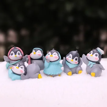 6pcs Pinguin Drăguț Jucărie Mini Figurina Masă Brelocuri Acasă Decorare Cadou de Ziua de nastere