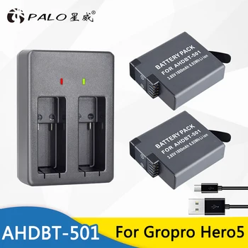 2 buc AHDBT-501 AHDBT501 Hero5 Baterie Akku+ 2 USB-Port Încărcător cu Tip C Port pentru GoPro Hero 5 GoPro Hero 6 aparat de Fotografiat Baterie