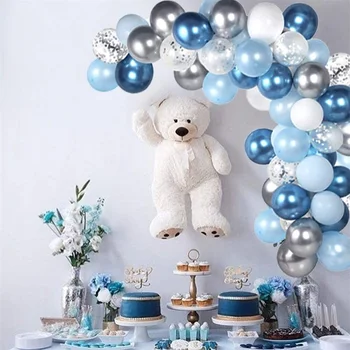 107pc Balon Albastru Arc Ghirlanda Kit Baloane Argintii Marinei Regale Pentru copil de dus Ziua de naștere Petrecere de Nunta Decoratiuni Consumabile