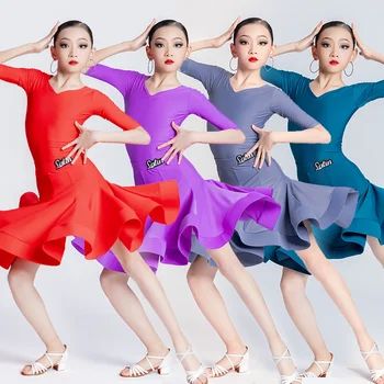 Latină Dansatoare pentru copii reglementările de concurență profesionale de îmbrăcăminte high-end tesatura de primăvară și de vară piersic guler de înaltă calitate