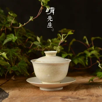 Jingdezhen Gaiwan Manual Castron De Ceai Celadon Glazura Antic Kung Fu Set De Ceai Ceramice De Uz Casnic De Mari Dimensiuni Singură Ceașcă De Ceai