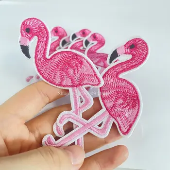 Fier pe Frumoasa Flamingo Patch-uri Brodate, pentru Fete, Haine DIY T-shirt, Blugi Păsări Insigna Haine Sticker Dungi Aplicatiile
