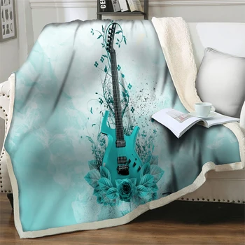 3D art chitara cu flori de pluș arunca pături pentru paturi canapea scaun moale cald acasă lenjerie de pat quilt pui de somn acoperi cheltuielile de călătorie pătură de picnic