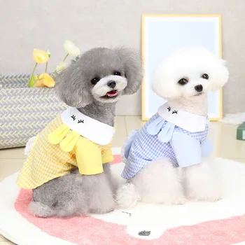Primăvara și Vara Câine Nou Tricou de Imprimare de Desene animate Haine de Câine Subțire Respirabil cu Două Picioare Haine Teddy Carouri