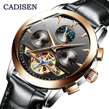 CADISEN Brand Ceasuri Barbati Ceas Automată Mecanice Tourbillon Ceas Sport Casual din Piele Ceas de mână de Afaceri Relojes Hombre