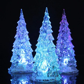 Pomul de crăciun Lumina de Noapte LED-uri Colorate Acrilice Lampă de Cristal Stralucitoare Xmas Decor pentru Casa Living Dormitor
