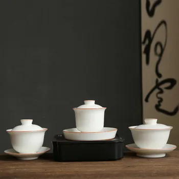 Ru Ware Sancai Gaiwan Ceai Ceașcă Mare De Manual De Gheață Sparge Ceramica Singur Non-Opărire Ceai Kung Fu Teaware Chineză Gaiwan