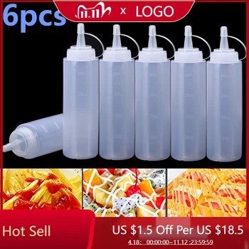 6pcs Plastic 240ml 8oz Stoarce Flacon Dozator de Condimente Sos de Mustar Ketchup Pentru Sos/ulei/otet de Bucatarie Instrumente și Gadget-uri
