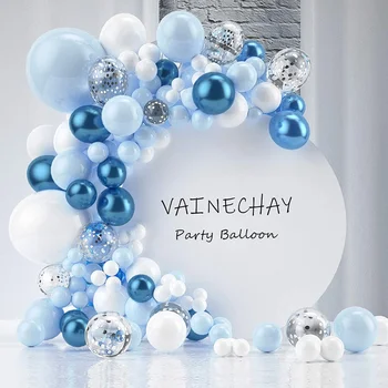 Macaron Balon Albastru Lanț De Metal Set Paiete Folie De Aluminiu Balon Pachet Decor Petrecere
