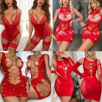 Sexy Porno Fete Cosplay 18 Adult Sex Lenjerie Perspectivă Ispită Erotică Menajera Costum Exotic Cuplu De Jocuri Red Costum De Crăciun