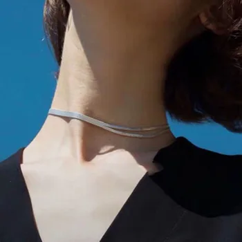 Oțel Split Dublu Straturi Cravată Colier Pentru Femei 2020 Originale Simplu Claviculare Lanț Collier Culoare Rămâne