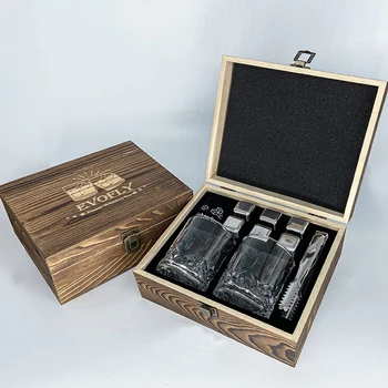 Whisky 304 din oțel inoxidabil cuburi de gheata si whisky sticla cutie de lemn set Whisky Coolere pietre Pietre Bara de Instrumente de cel Mai bun Cadou pentru Barbati