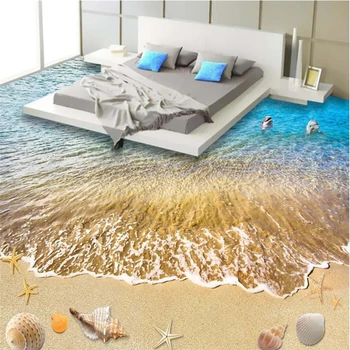 wellyu Personalizate de podea 3D autocolante autoadezive podea pasta de Vară pe plajă Auto-adeziv camera de zi dormitor pardoseală de hârtie de perete