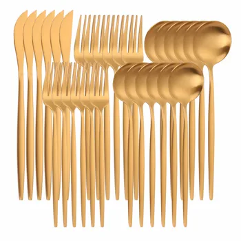 De Aur Din Oțel Inoxidabil Set De Tacâmuri Cuțit Furculiță Lingură De Lux Acasă Bucatarie Tacamuri De Aur Vest Tacâmuri Tacâmurile Dropshipping