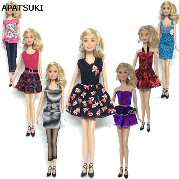 7pcs/lot 1:6 Papusa Haine Pentru Barbie Papusa Printesa de Moda Casual, Rochie de Petrecere Pentru 1/6 BJD Păpuși cu Accesorii de Jucarie pentru Copii