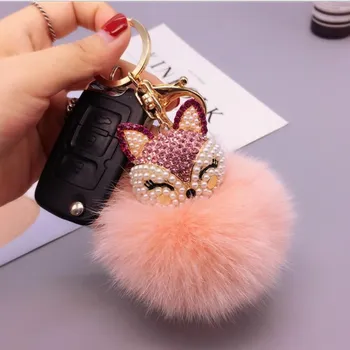 Creative diamond eye-catching fox cap breloc auto pentru minge de blana cheie auto sac lanț pandantiv mic cadou