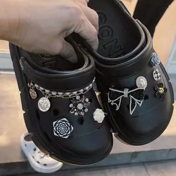 Luxury Croc Farmece Negru Punk Designer de Pantofi Farmece DIY Accesorii Vintage Podoabă pentru Saboți Sandale