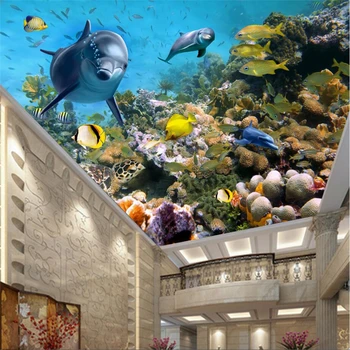 beibehang Tapet Mural de Fundal Fantasy Coral World Underwater Plafon Fresca papel de parede para 3d sala atacad