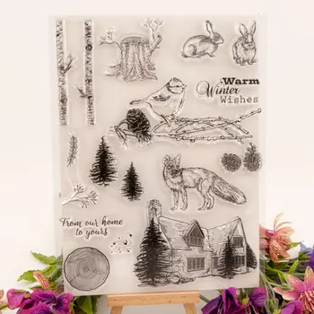 Coroană de crăciun Transparent Timbru Clar pentru DIY Scrapbooking/Carte de a Face T1615 Iarna de Animale