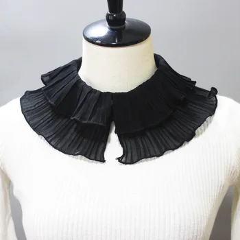 Dantelă neagră Straturi Duble Fals Coliere pentru Femei Tricou Detasabila Guler Fals Guler Rochie de Vara Bluza Gulere Decorative