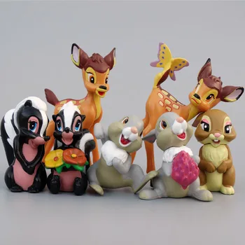 7PCS Desene animate Bambi Caprioara Jucării PVC Cifrele de Acțiune de Iepure Figurina Veverita Model de Păpuși anime Cadouri de Crăciun Pentru Copii