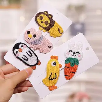 Nou coreean Simplu Drăguț de Lână Tricotate Desene animate Micul Animal BB Clip Fată Dulce pentru Copii Moda Agrafe Agrafe articole pentru acoperirea capului