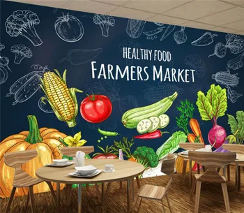 3D Mână-trase tablă Tapet Mural pentru pereti Fructe legume supermarket magazin de fructe de decorare perete îmbunătățire