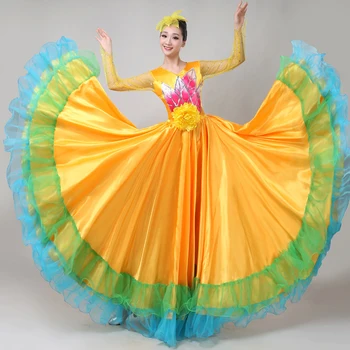 Spaniolă Rochie Lady Rochii Flamenco Spania Dansatoare Tinuta Gipsy Costume Pentru Femei 2019 Performanță Etapă Poarte 6 Culori DN3577