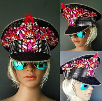 Club Stage Pălărie Femei gogo dans capac rece laser de culoare războinic femeie diamant pălării