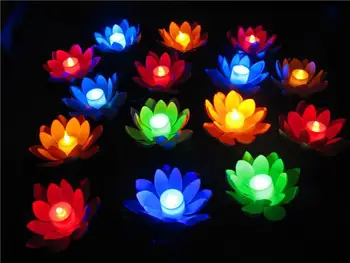 Artificial cu LED Plutitoare Floare Lotus Lumânare, Lampă Cu Colorat Schimbat Lumini Pentru Petrecerea de Nunta Decoratiuni Consumabile