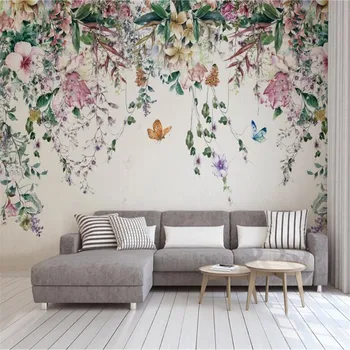 Milofi personalizate murală Nordic moderne proaspăt acuarelă de viță de vie de flori living, dormitor, tapet de fundal de pictură murală