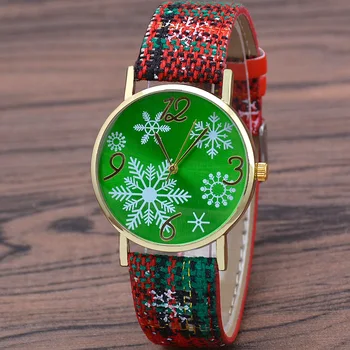 De Vânzare fierbinte Femei Crăciun Ceas Pandantiv Versiunea coreeană de Agrement Fulg de nea Curea Cuarț Ceas Reloj De Navidad Para Mujeres