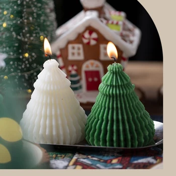 3 BUC Verde Alb Lumânare Parfumată Formă Pom de Crăciun Aromatice, lumanari Parfumate pentru Aromaterapie Odorizant Casa de Vacanță Decorare
