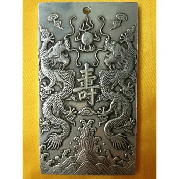 Vechea China Ssangyong Longevitate Tibet Argint Bar Thangka Farmec 135 G
