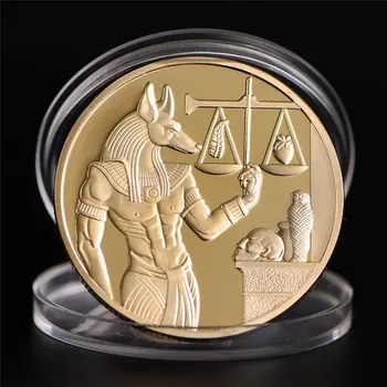 Egipt Moartea Protector Anubis Monedă Copia Placat Cu Aur De Monede Zeul Egiptean Al Morții Comemorative, Monede De Colecție Cadou
