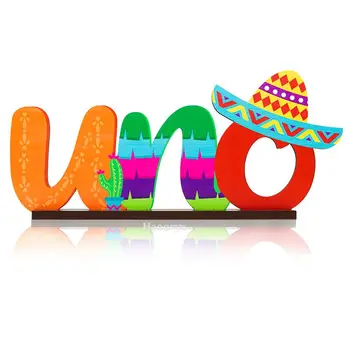UNO Alfabetul Masă de Lemn Central Mexican Carnaval Masă Ornament Decor Cactus Ziua de nastere Aniversare Foto Propunerii pentru Adolescenti