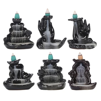 Ceramica Arzător de Tămâie Lotus în Formă de Mână de Retenție Tămâie Titularul Cascadă Mică Arzător de Tămâie pentru Biroul de Acasă Yoga Meditație