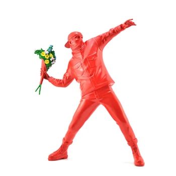 Culoarea Roșie Ajunge Banksy Flori Bombardier Rășină Figurina Anglia Street Art, Sculptura Statuie Bombardier Polystone Figura Colectie De Arta