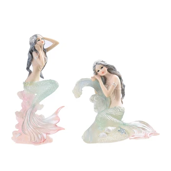 Frumoasa Sirena Figurine De Rasina Cadou De Ziua De Nastere Pentru Fete Decorative 7.5 Inch Roz Ambarcațiunile De Birou Desktop Stil Mediteranean