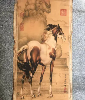 Chinezii Vechi Scroll Lang stralucitoare - Poze cu cai Pictura Hârtie de Orez Pictura
