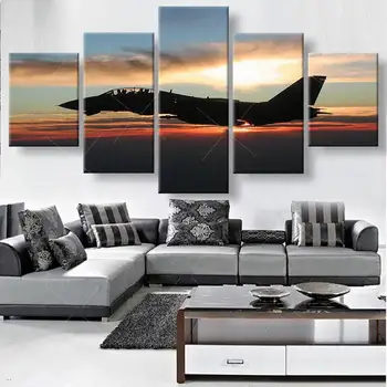 5 Buc Avioane De Luptă Care Zboară În Culori De Nori Peisaj Modern Home Decor De Perete Panza Arta Imagine Hd De Imprimare Pictura Canva Arta