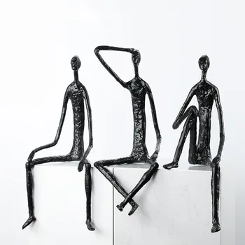 Metal Negru Figura Sculptura Abstractă Portret, Statuie Corpul Uman Artizanat, Ornamente Decor Acasă Figurine Decorative