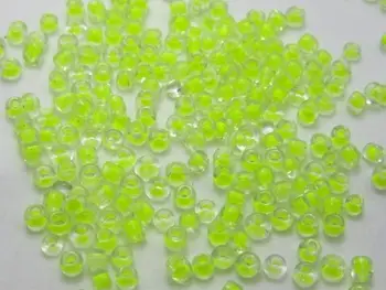 5000 de Sticlă Margele de Semințe de 2mm de Culoare căptușite în interior cu Neon Verde + Cutie de Depozitare