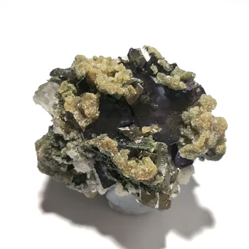 169g C2-2 Naturale Violet Fluorit Arsenopyrite Mica Cristal Mineral Specimen De Yaogangxian PROVINCIA Hunan, CHINA