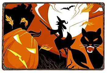 Halloween Tin Semn - Halloween Poster Serie De Epocă Vacanță Carte Poștală - Perete Memorial Decor Tablă De Metal Sign