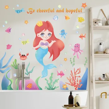 Desene animate Sirena Camera Copiilor de Grădiniță Auto-Adezive Autocolante de Perete Decor de Perete Accesorii Tapet