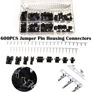 600Pcs Masculin / Feminin Sârmă de Conectori Jumper Locuințe Antet Sertizare Adaptoare Cu Cârlig Kit Negru / Argintiu Set de conectori